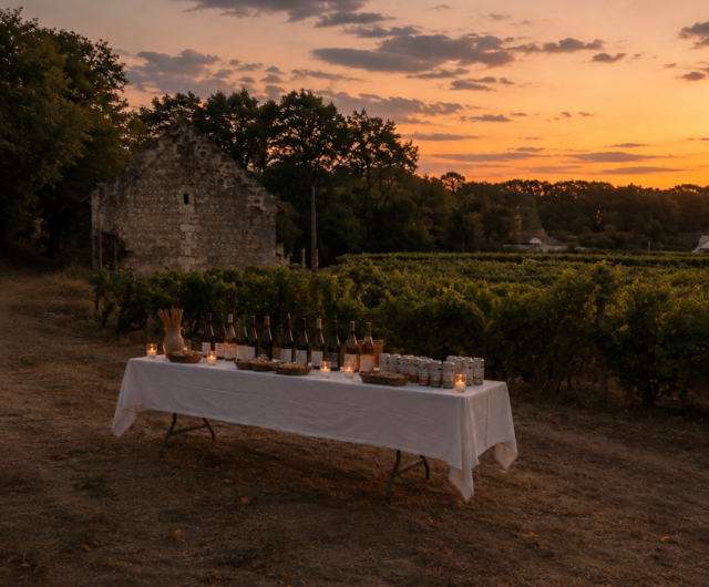 loge de vigne couchée de soleil